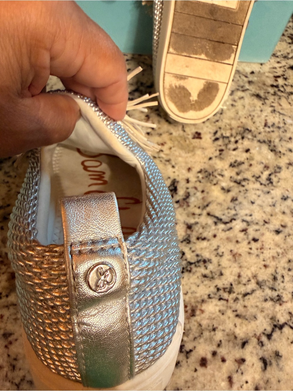Sam Edelman Silver Metallic Tassel Slip-On Sneakers Size 8M - Picture 7 of 11